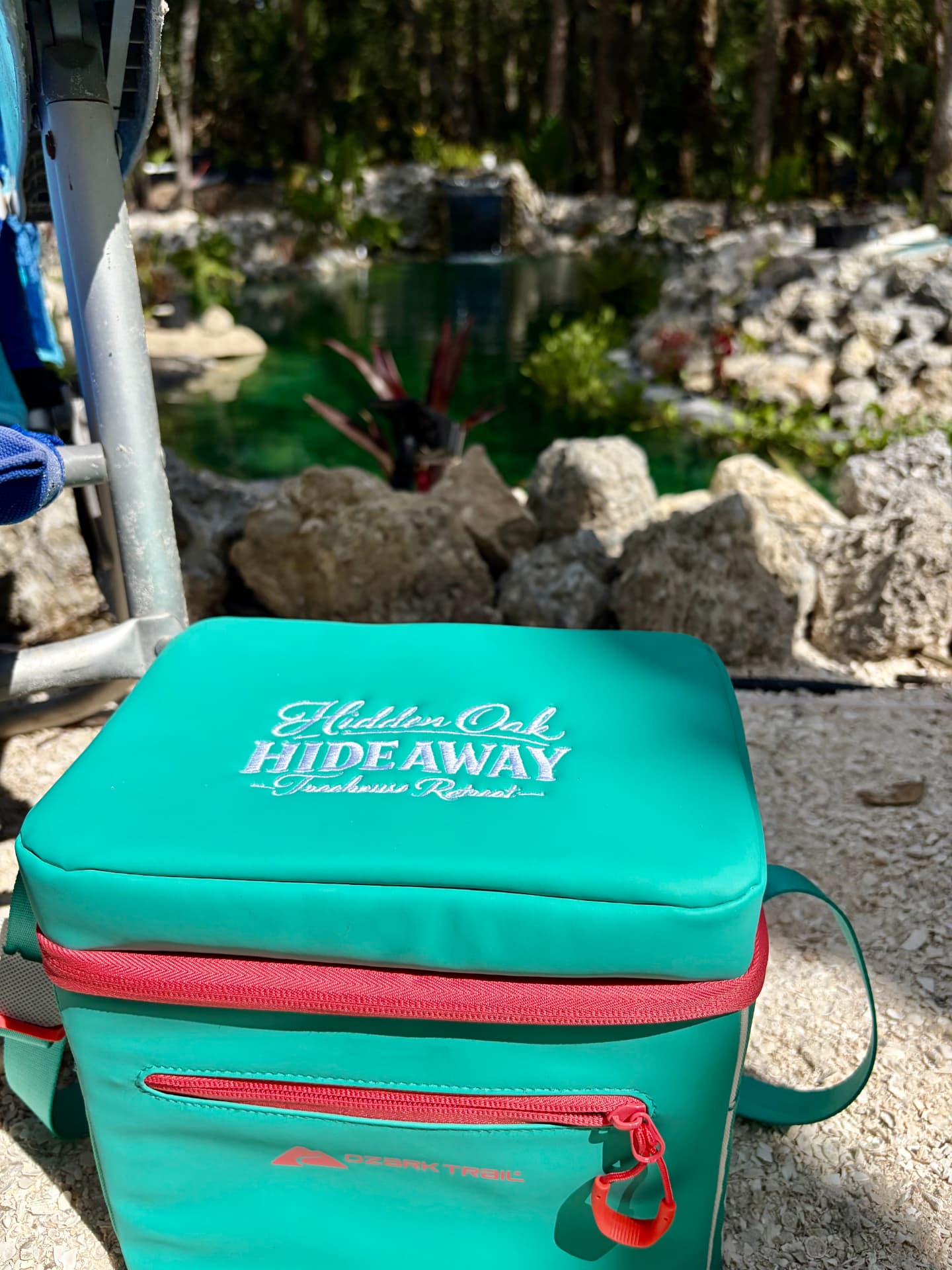 Teal Hidden Oak Hideaway embroidered cooler bag